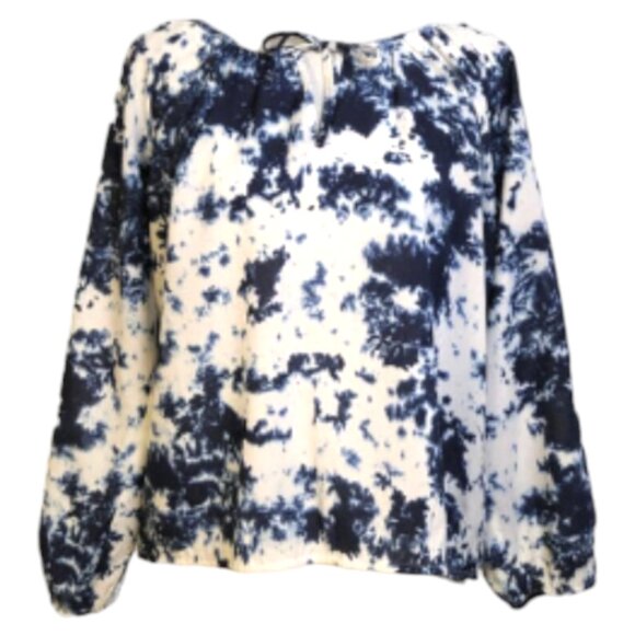 Sanctuary Navy Blue Tie Dye Blouse Small Long Sleeve Boho Casual Top - Picture 1 of 9